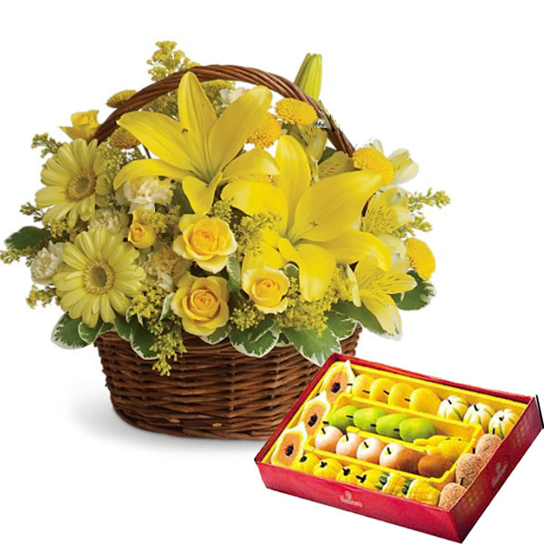 Mithai with Flowers basket