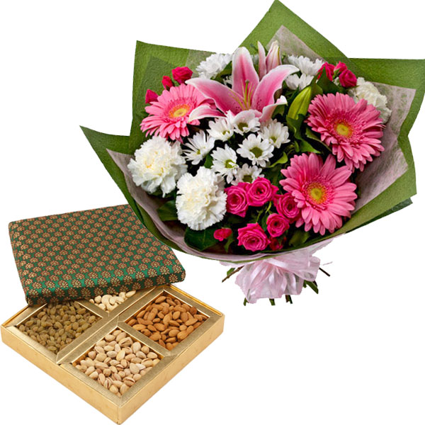 Mix flowers with Dryfruits