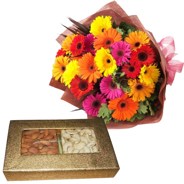 Mix colorful gerberas with Dryfruit