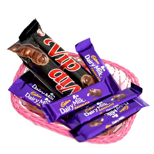 Basket of Small Dairy Milk Bars and VIP