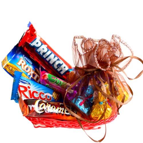 Homemade Chocolates and Imported Chocolates in a Basket
