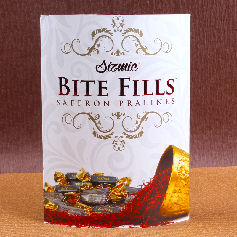 Sizmic Bite Fills Saffron Pralines