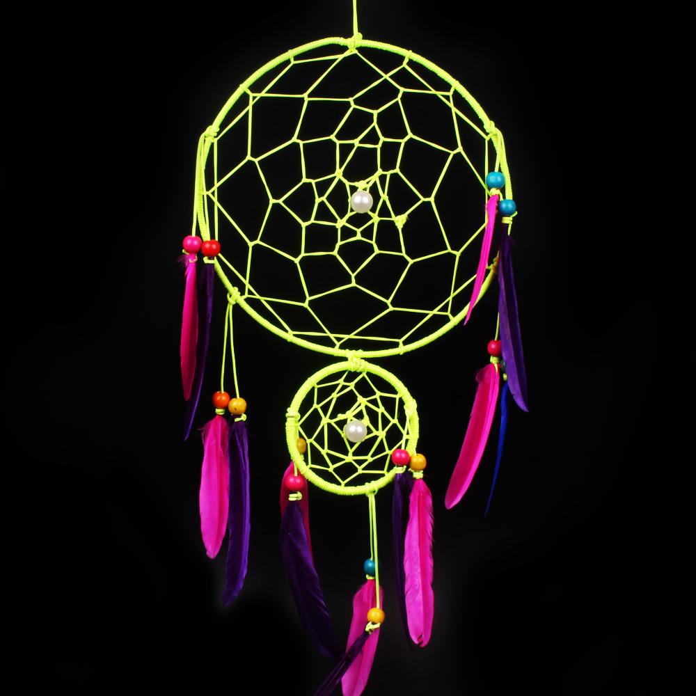 Double Ring Neon Green Dream Catcher