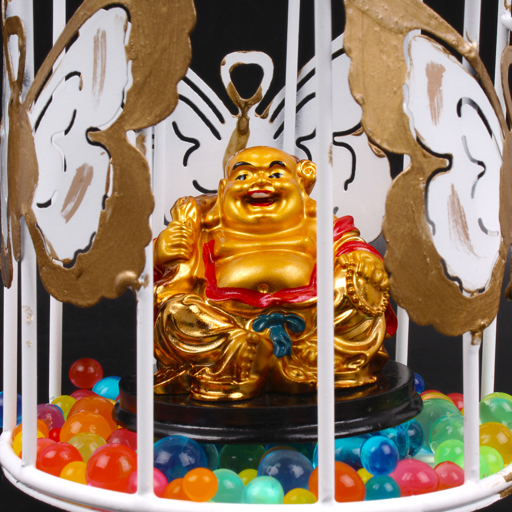 Hamper of Butterfly Bird Cage with Laughing Buddha included Chocolates and Good Luck Plant