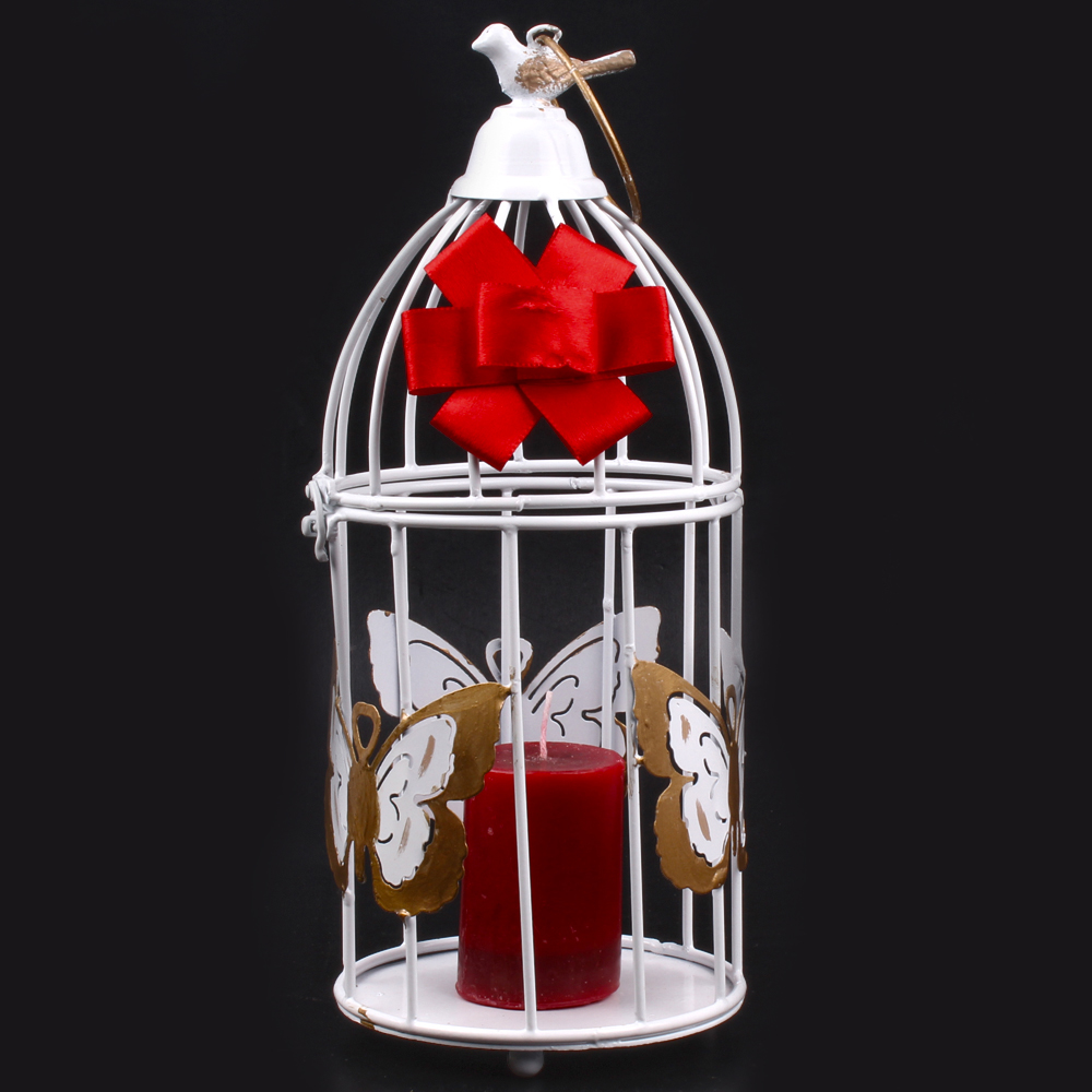 Combo of White Bird Cage with White Chocolate Coated Date included Candle and I Love You Card