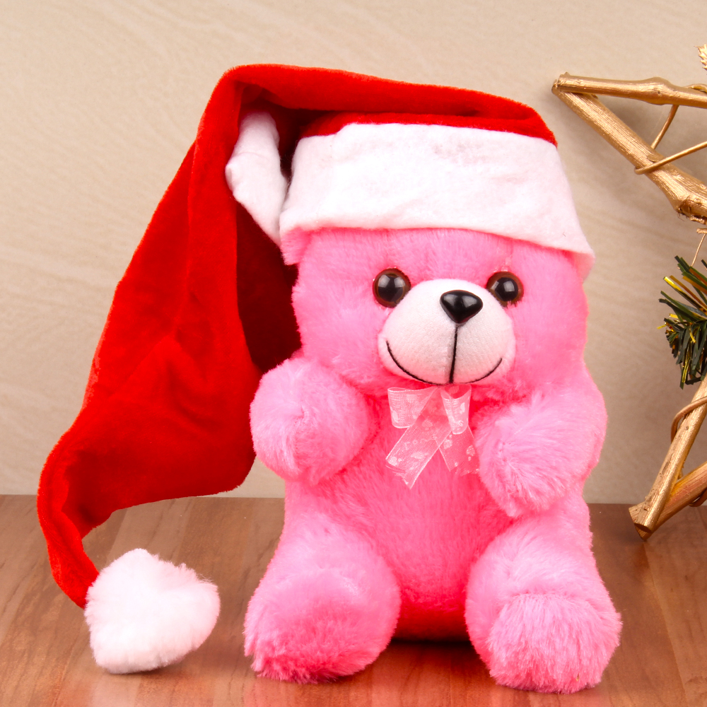 Teddy Soft Toy with Santa Cap