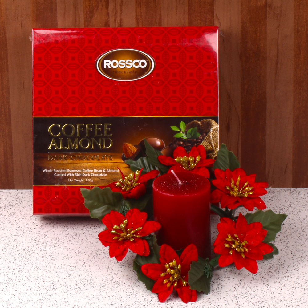 Coffee Almond Chocolates and Christmas Candle Combo