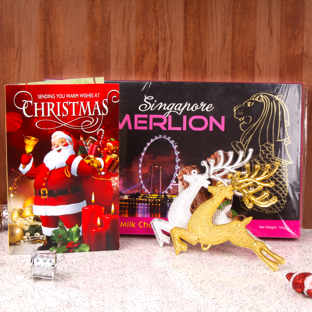 Singapore Merlion Imported Chocolate Box With Xmas Card