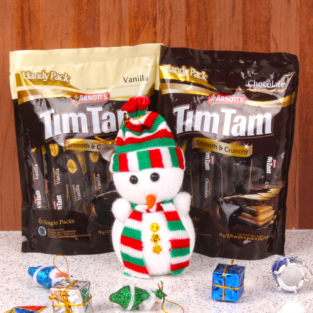 Cute Snowman with TimTam Chocolates Combo