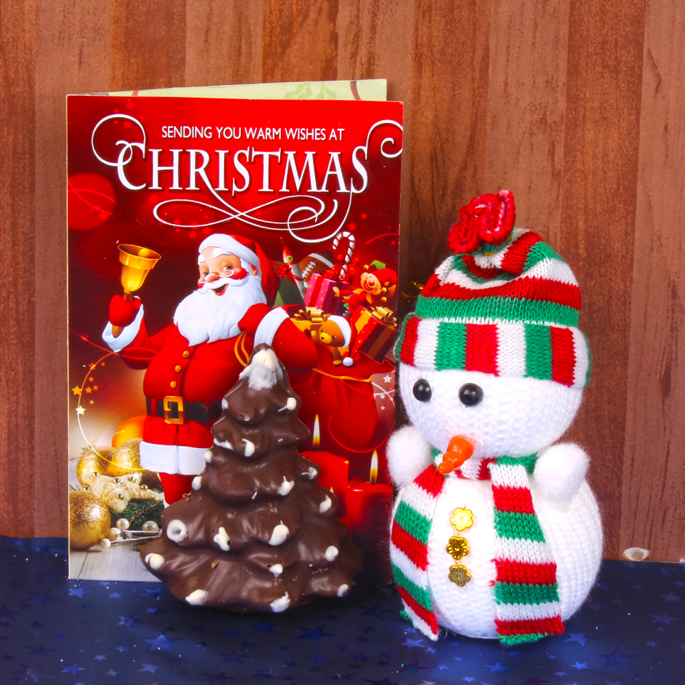 Choco Xmas Tree Choco Bar with Cute Snow Man and Greeting Card