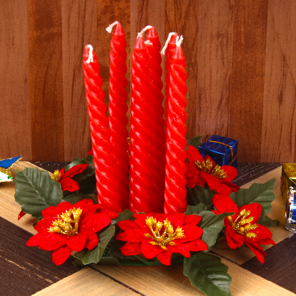 Pillar Candles with Artifcial Floral Wreath