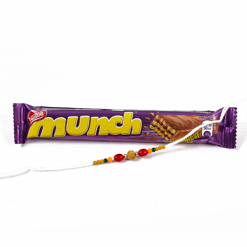 Munch Chocolate Bar with Colorful Beads Rakhi