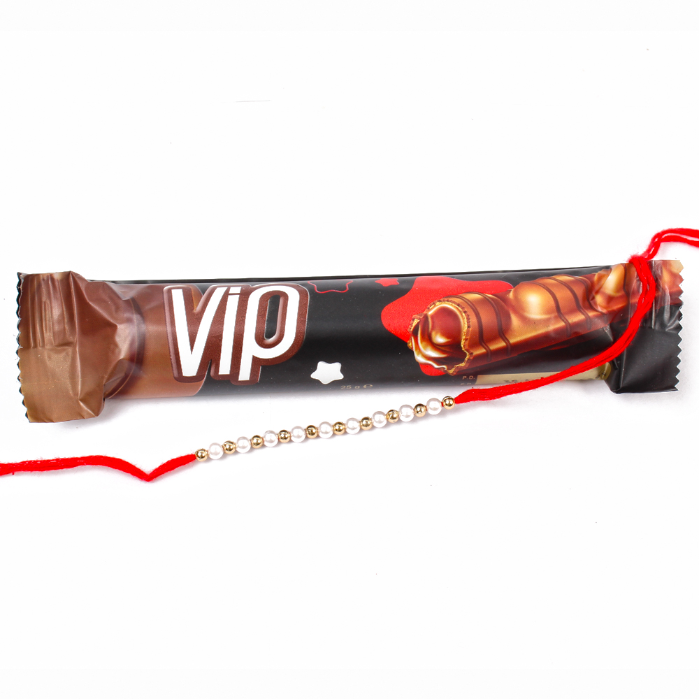 VIP Chocolate Bar with Pearl Rakhi