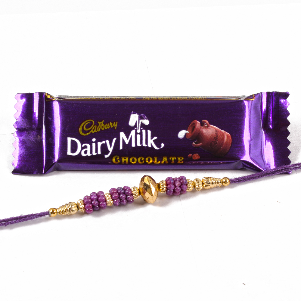 Cadbury Dairy Milk chocolate bar with Fancy Beads Rakhi