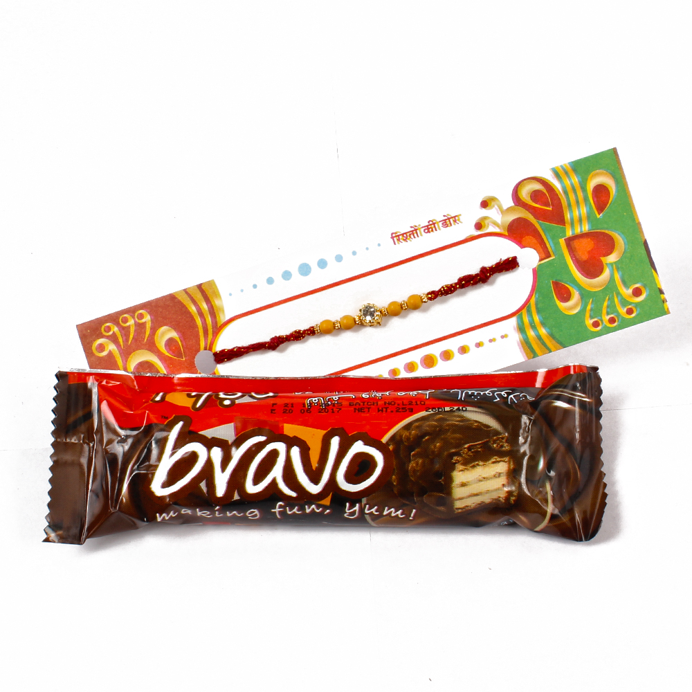 Bravo Chocolate Bar with Single stone studded Rakhi