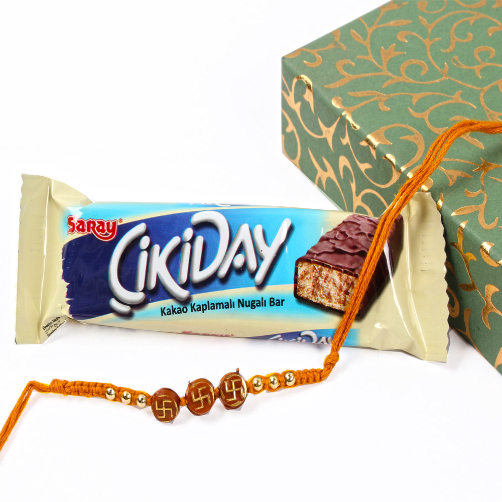 CikiDay Chocolate Bar with Swastik Rakhi