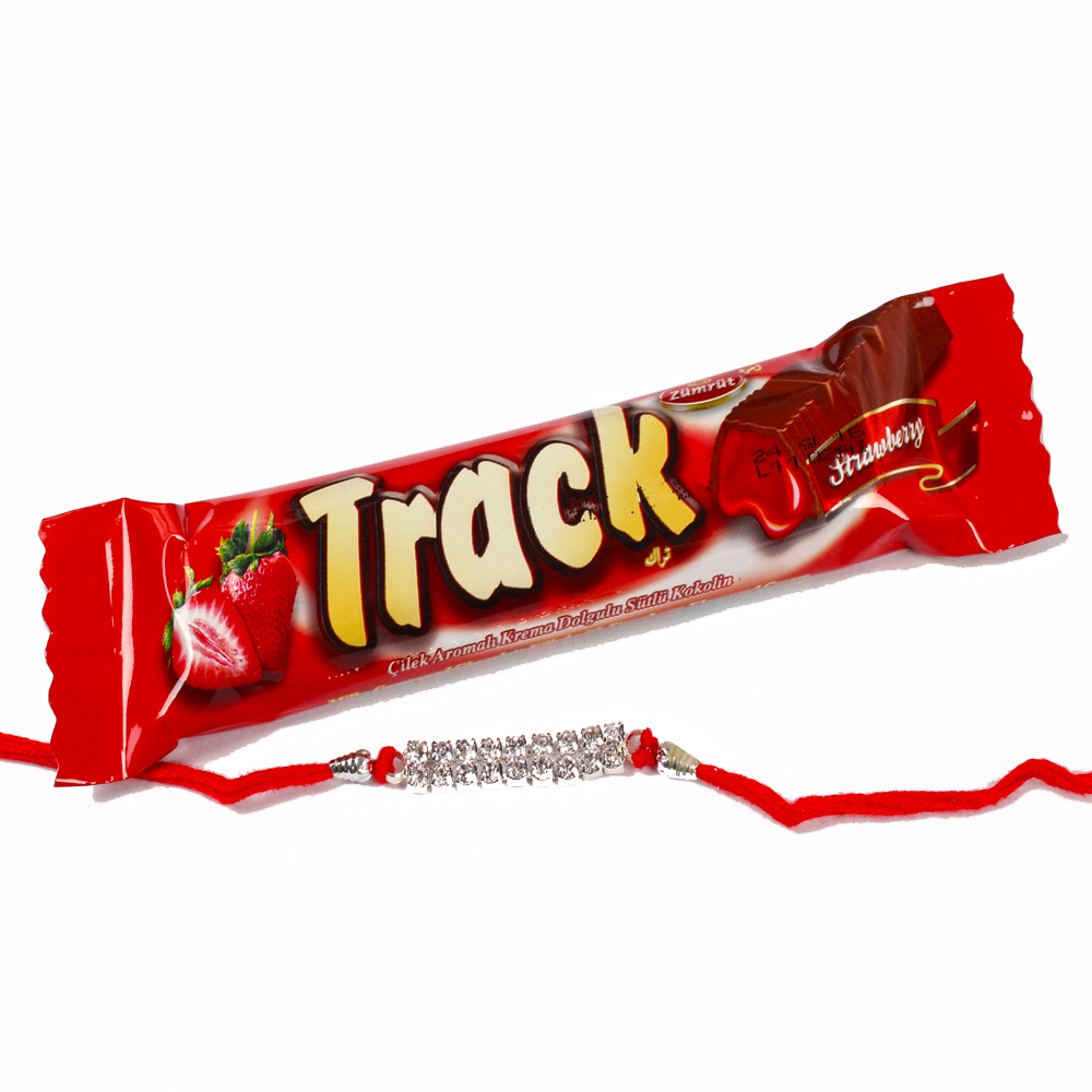 Track Chocolate with Silver effect Diamond Rakhi