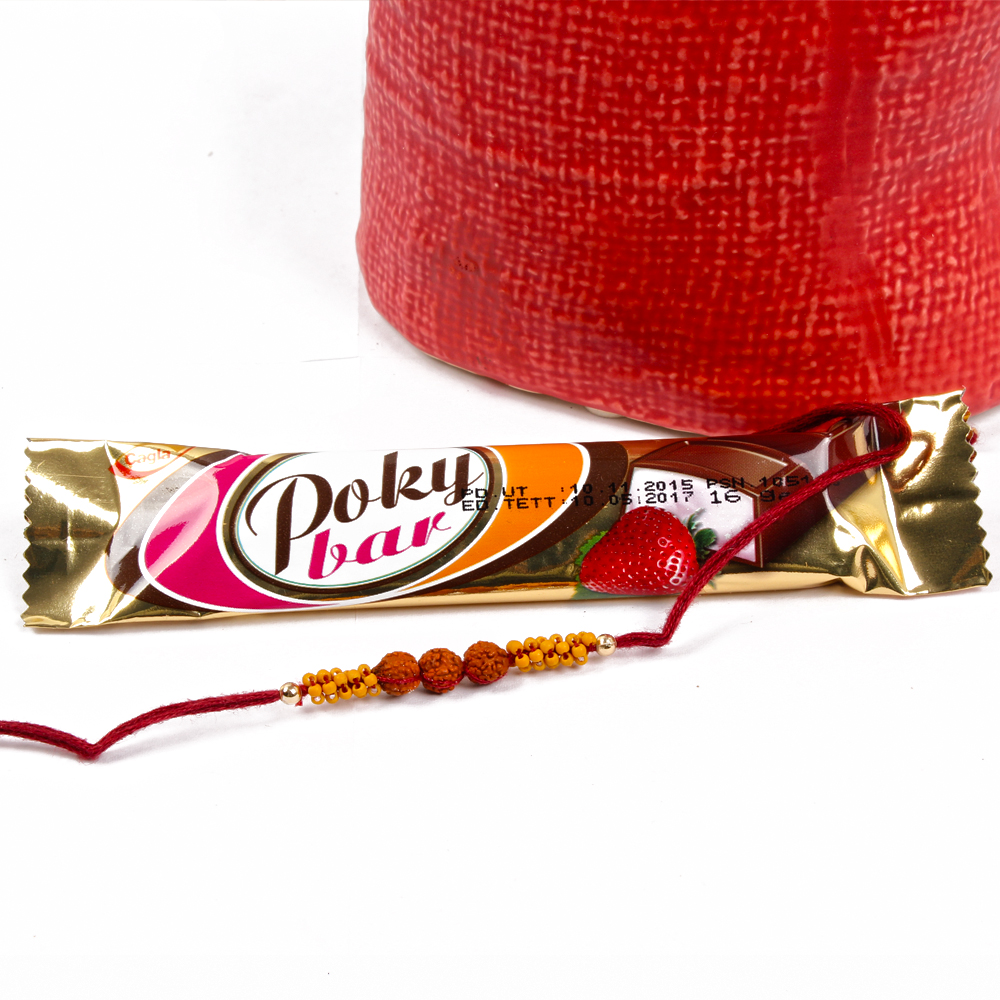 Poky Chocolate with Rudraksha Rakhi for Bother