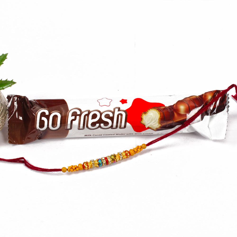 Go Fresh Chocolate with Fancy Beads Rakhi