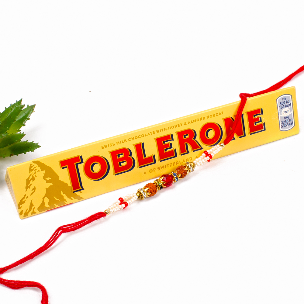 Toblerone Chocolate with Rudraksha Crystal Rakhi