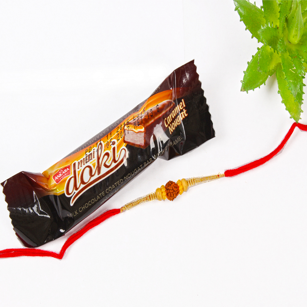 Doki Chocolate with Single Rudraksha Rakhi