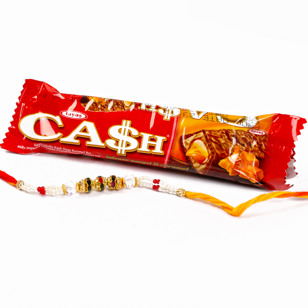 CASH Chocolate with Pearl and Small Beads Rakhi