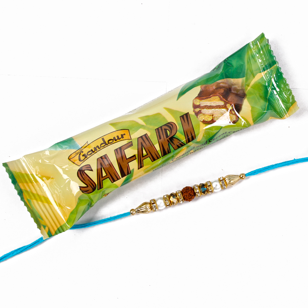 Safari Chocolate with Rudraksha Depict Rakhi