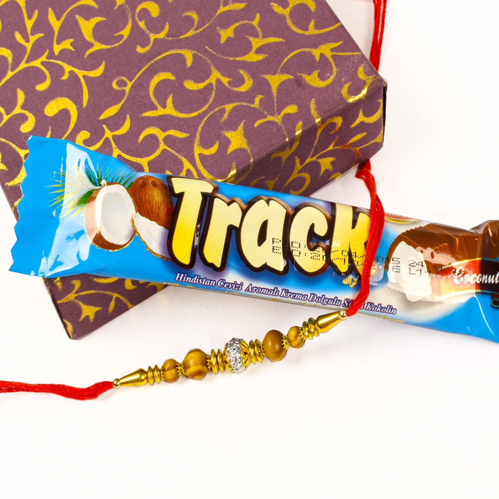 Track Chocolate with Sandalwood Designer Rakhi