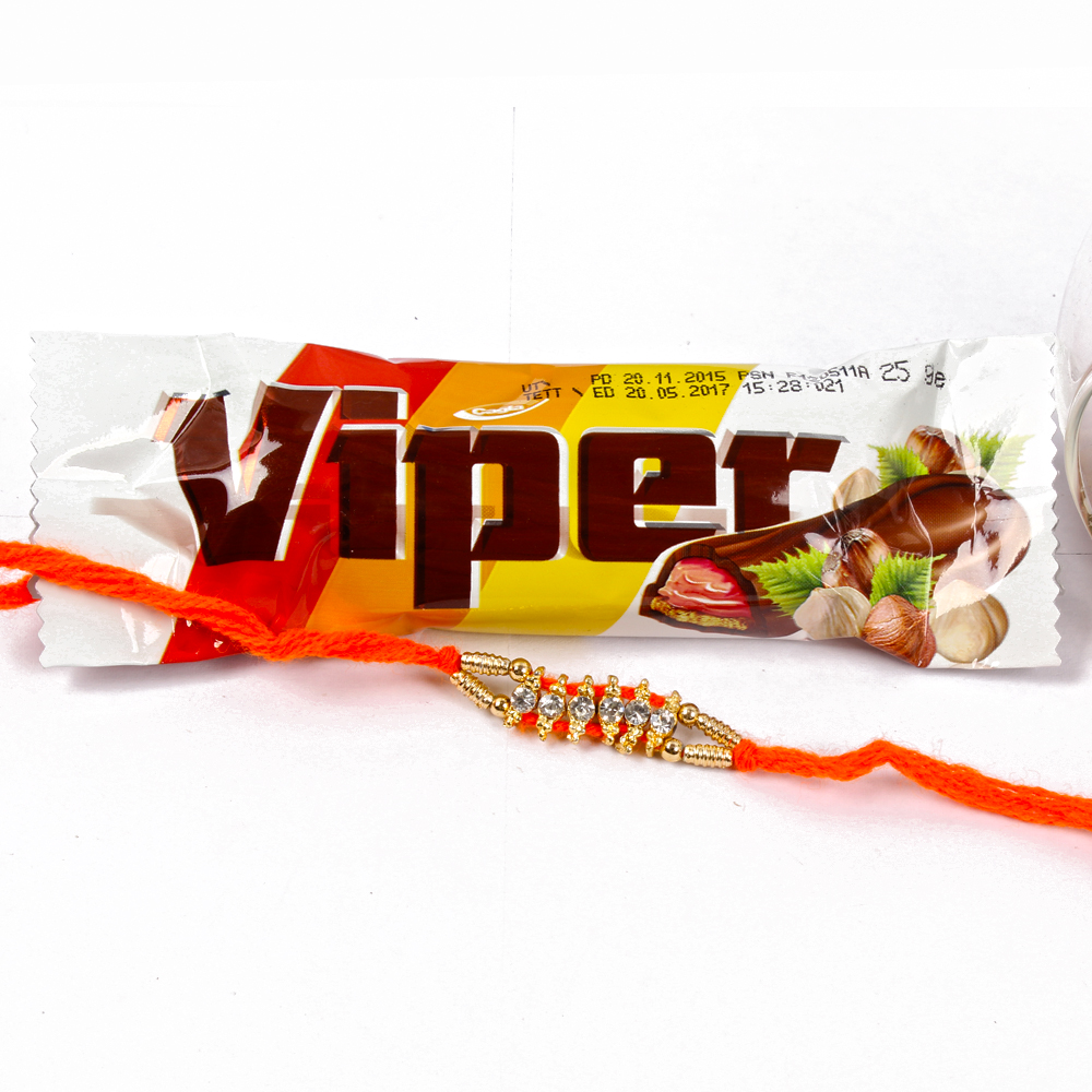 Viper Chocolate with Diamond Stone Rakhi