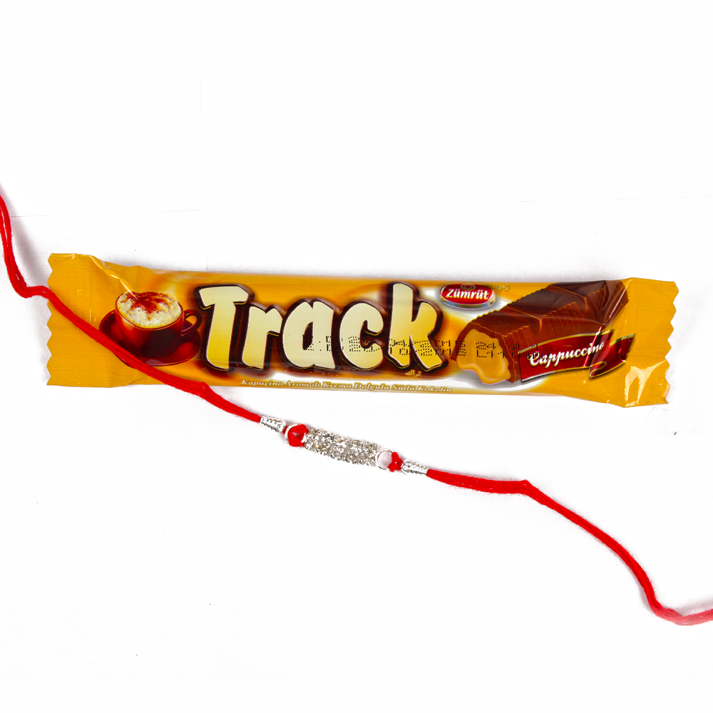 Track Chocolate with Designer Diamond Rakhi