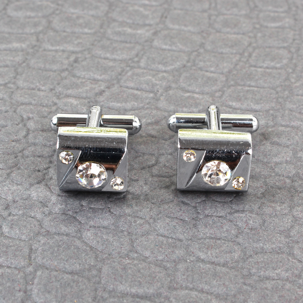 Three Stone Silver Cufflinks