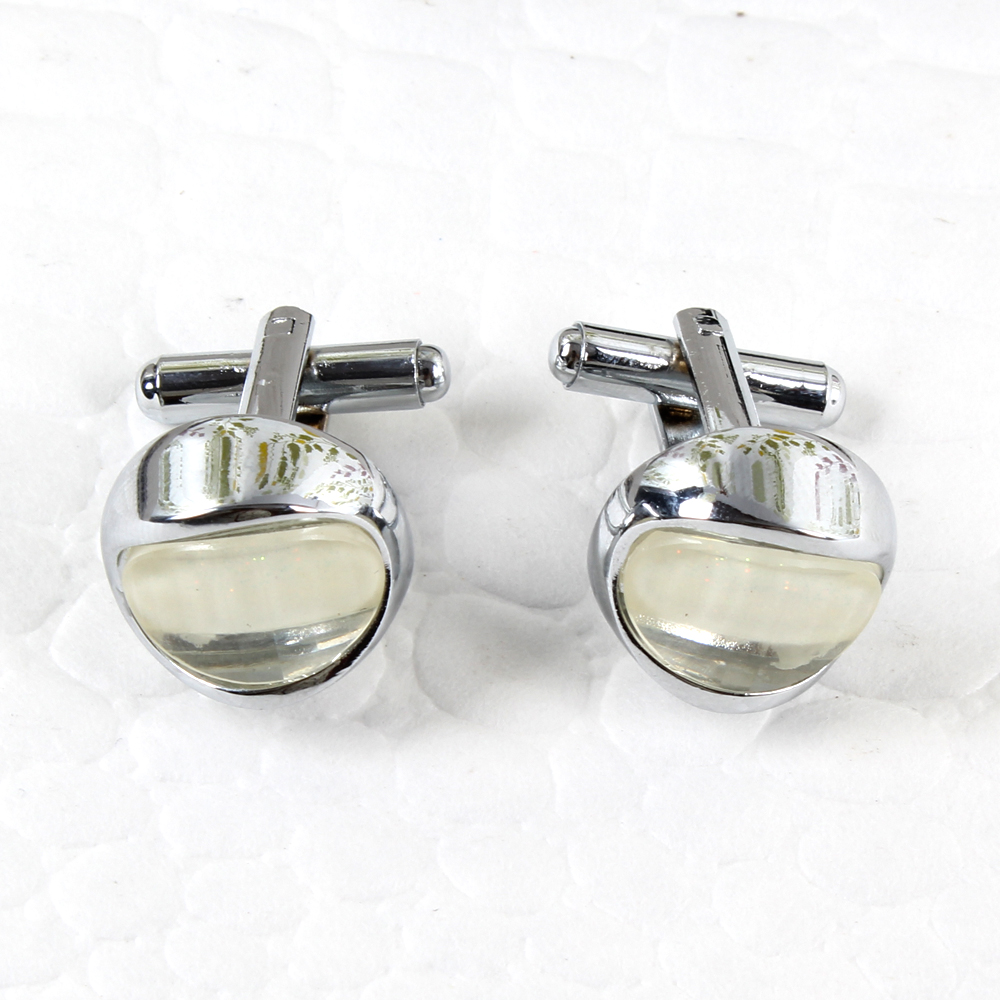 White Oval Stone Cufflinks