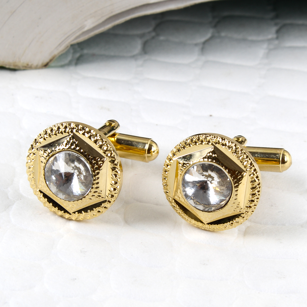 Pentagon Pattern Golden Stone Cufflinks