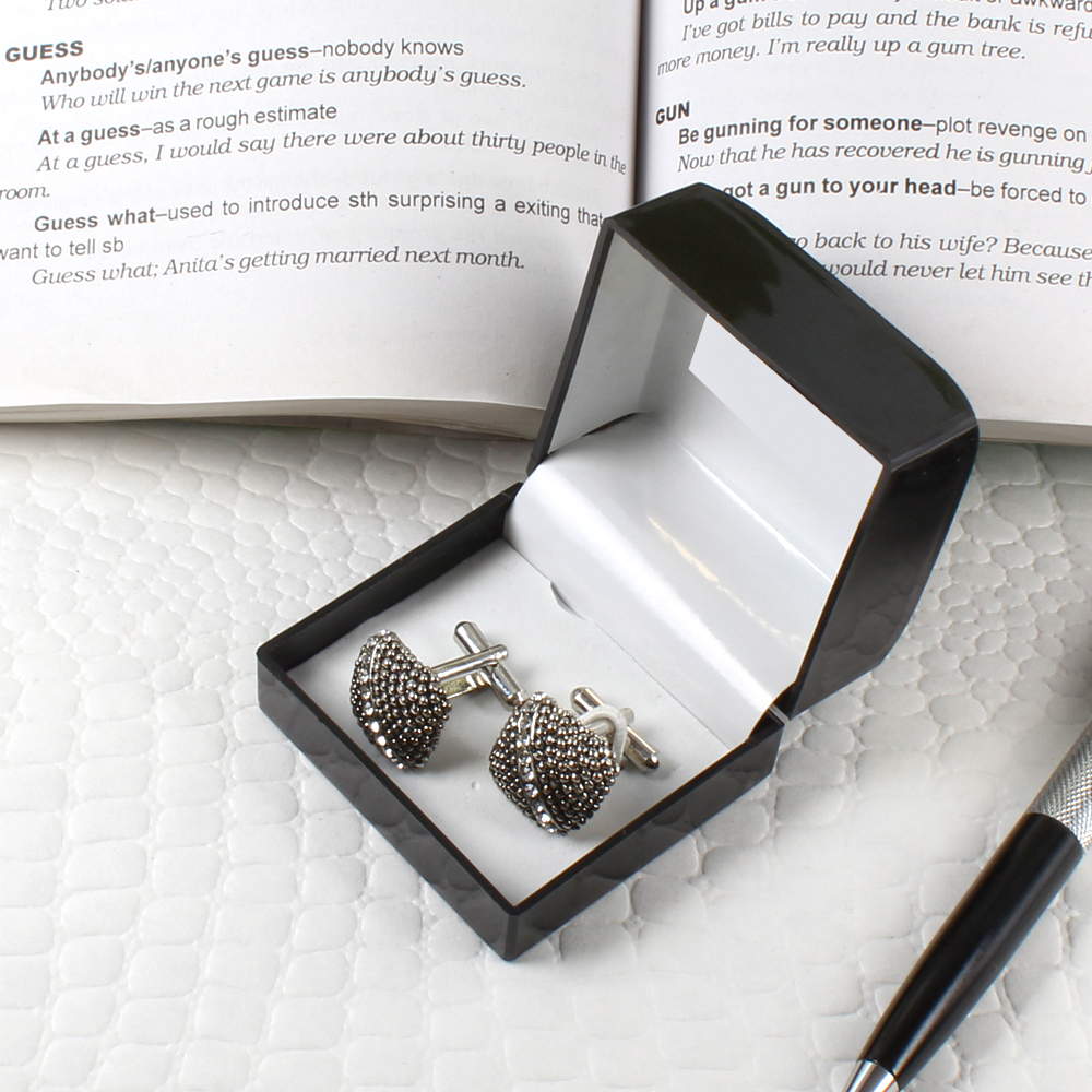 Silver Ball Grids Pattern Cufflinks