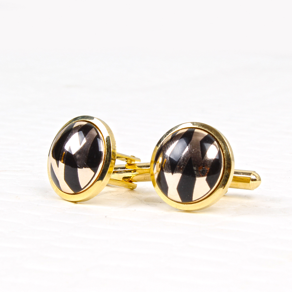 Golden Frame Black Line Cufflinks