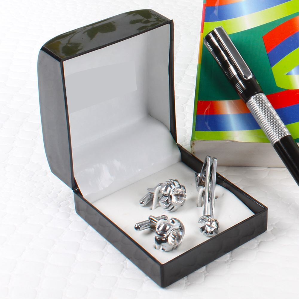 Designer Silver Stone Cufflinks