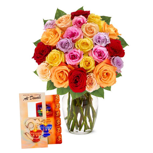 Diwali Special Roses in Vase