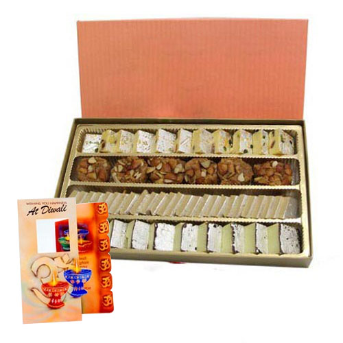 Mix Sweets Box and Diwali Card Combo