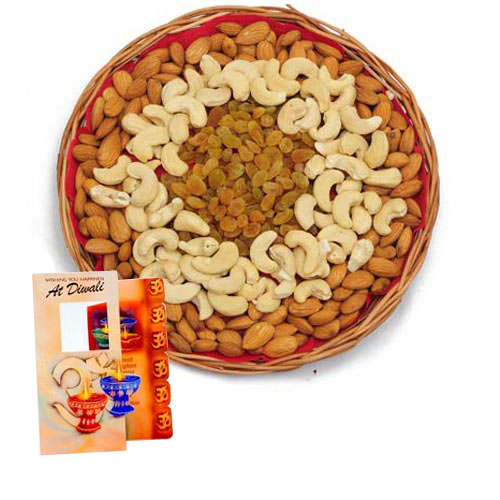 Mix Dry Fruits with Diwali Wishes Card