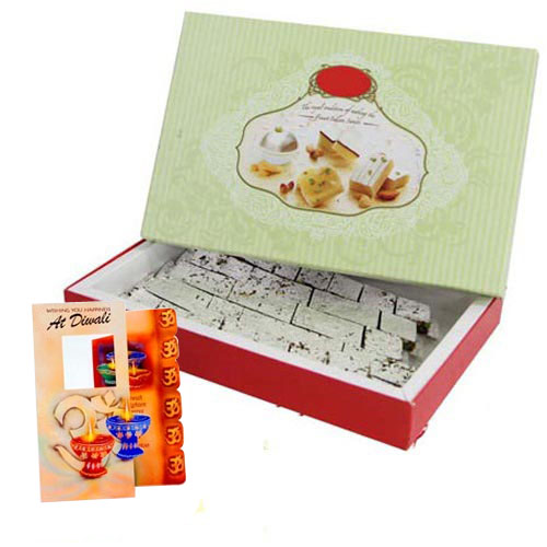 500 Gms Kaju Katli with Diwali Card