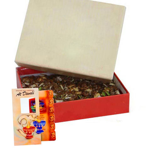 Box of Almond Sweet and Diwali Greeting Card