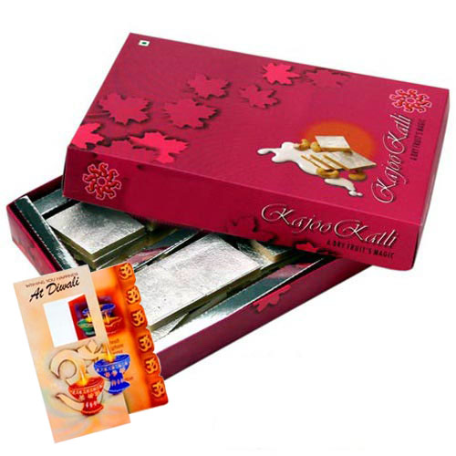 Box of Kaju Katli with Diwali Card