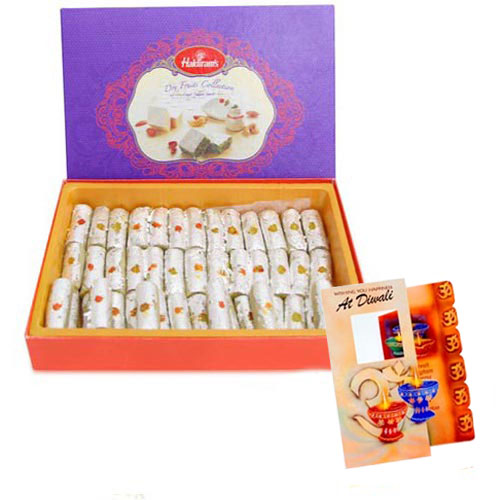 Box of Kaju Roll Sweet with Diwali Card