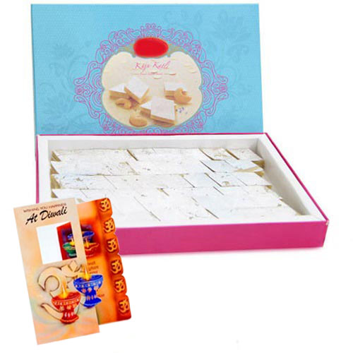 2 Kg Kaju Katli with Diwali Card