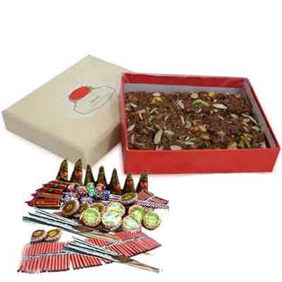 Box of Almond Sweet and Diwali Cracker