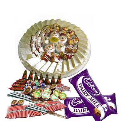 Diwali Gift of Chocolates and Sweet with Firecracker