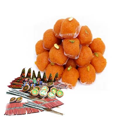 Motichur Laddoo and Fire Crackers Combo