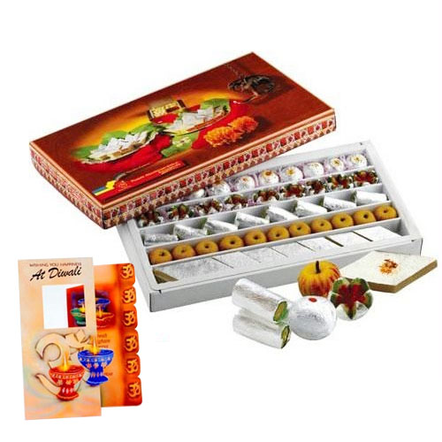 Premium Mix Sweets Box and Diwali Card Combo