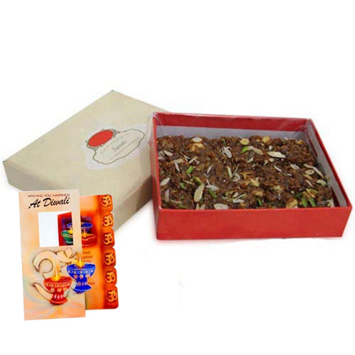 Box of Almond Sweet and Diwali Card