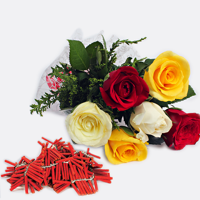 Mix Roses with Diwali Crackers